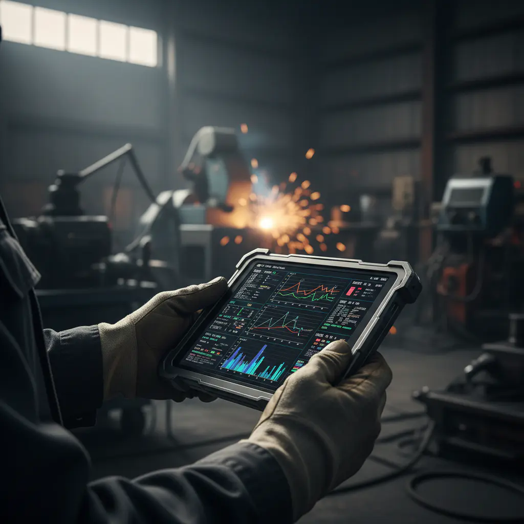 Technician checking diagnostics